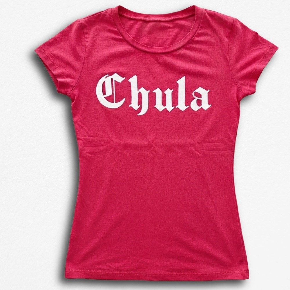 Ragdoll Chula Graphic Tee Red Short Sleeve Gothic Font T-Shirt Size S